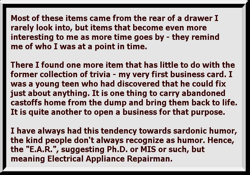 About The 1961 Appliance Repair Business