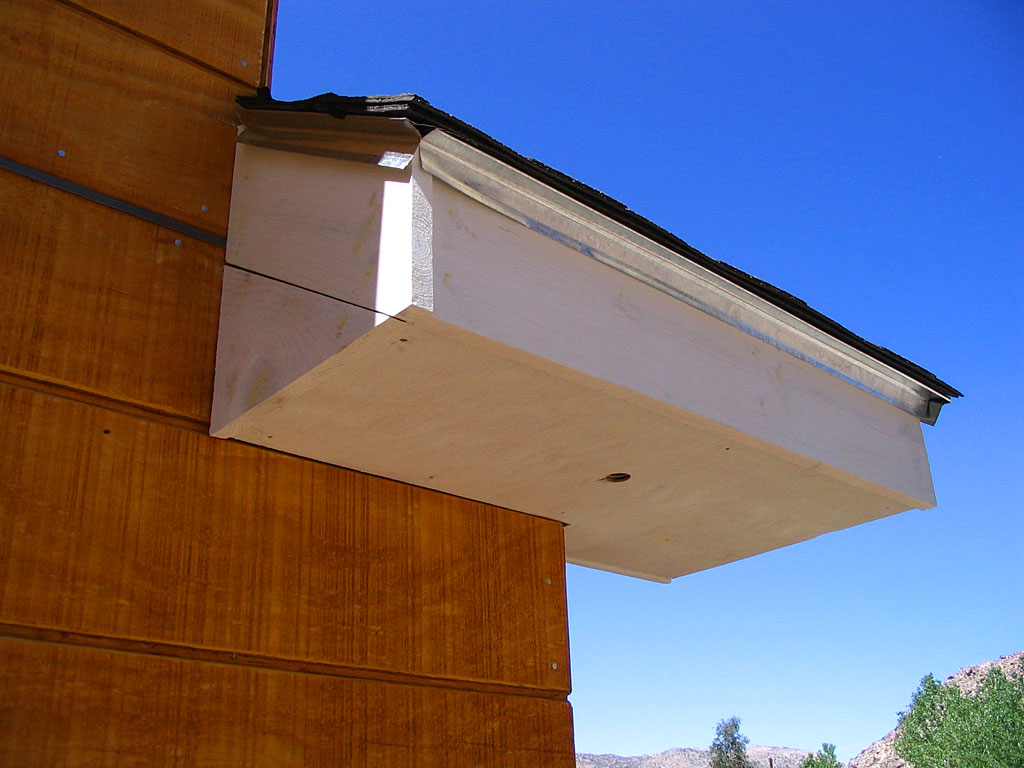 The north-east rear soffit prior to finishing